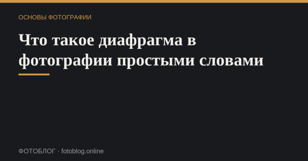 Что такое диафрагма в фотографии простыми словами
