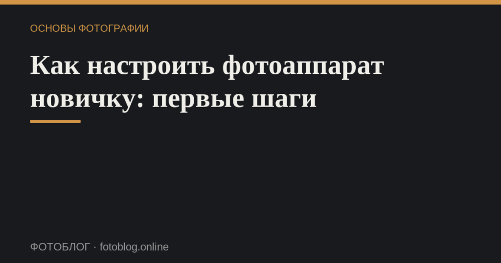 Как настроить фотоаппарат новичку: первые шаги