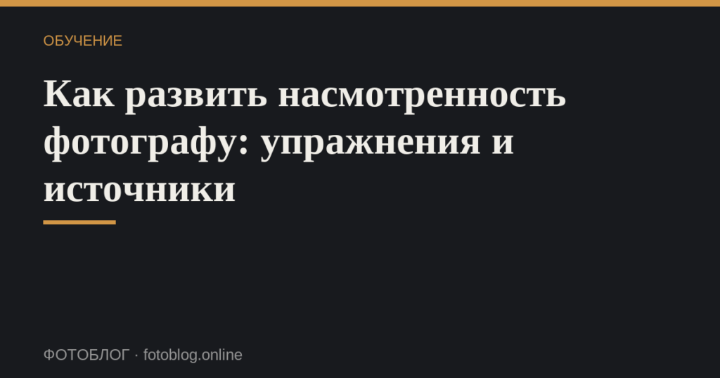 Как развить насмотренность фотографу: упражнения и источники