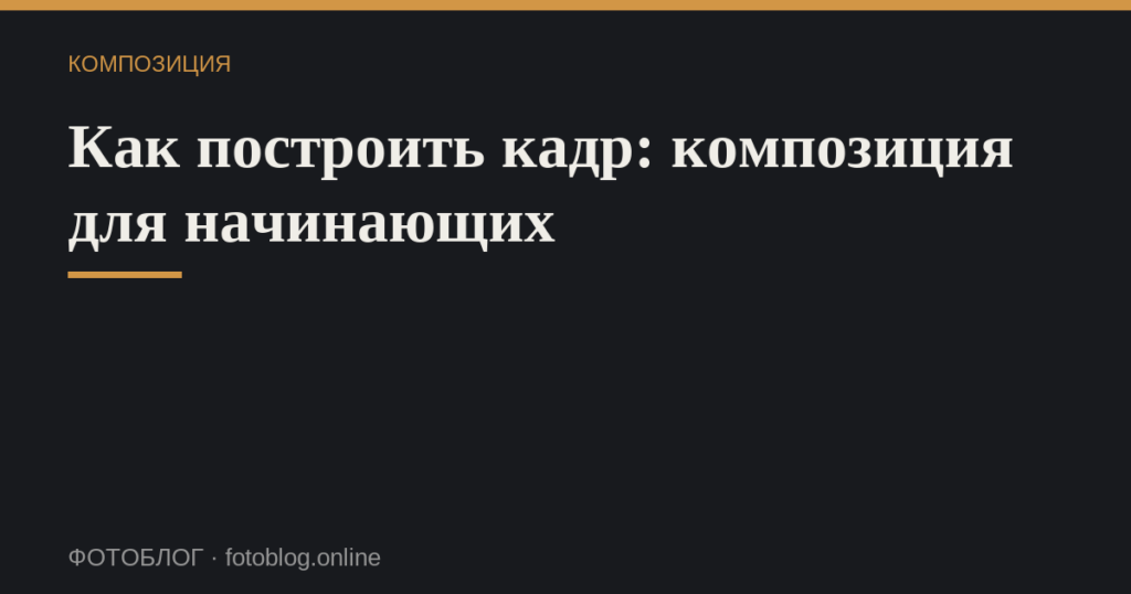Как построить кадр: композиция для начинающих