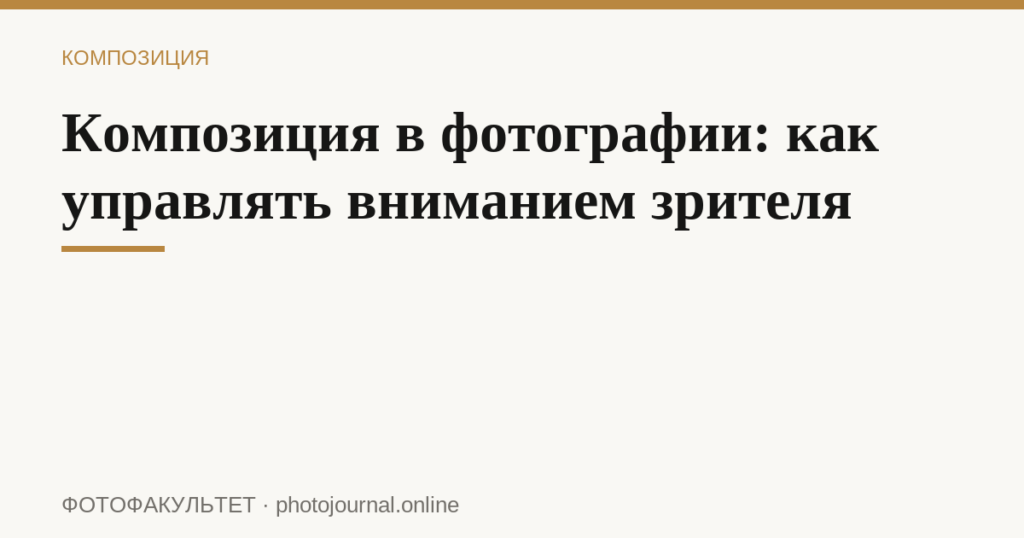 Композиция в фотографии: как управлять вниманием зрителя