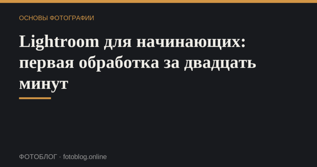 Lightroom для начинающих: первая обработка за двадцать минут
