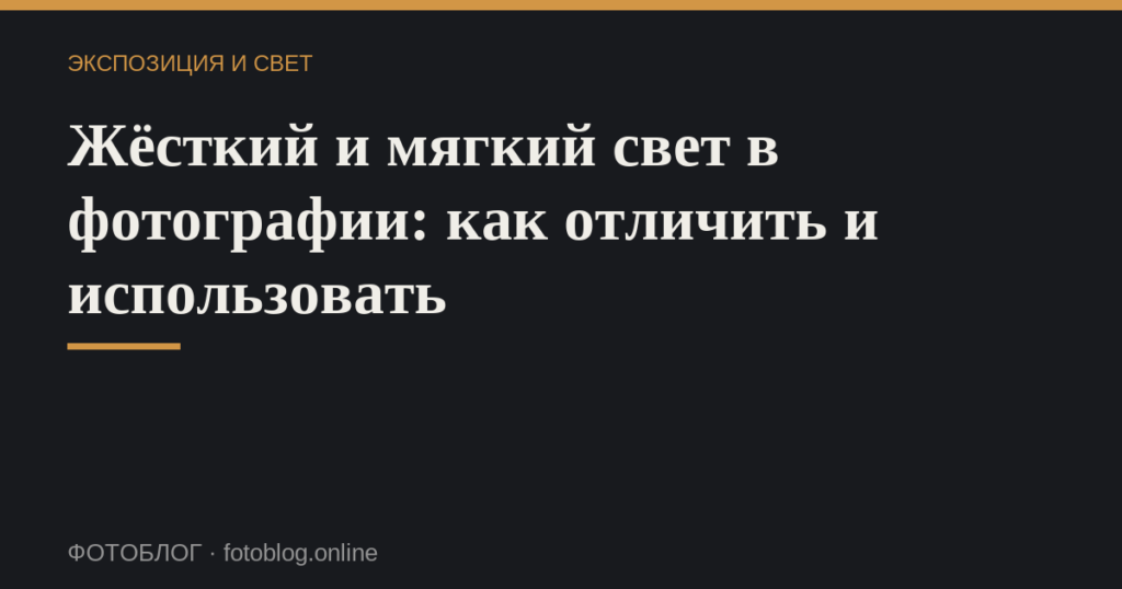 Жёсткий и мягкий свет в фотографии: как отличить и использовать