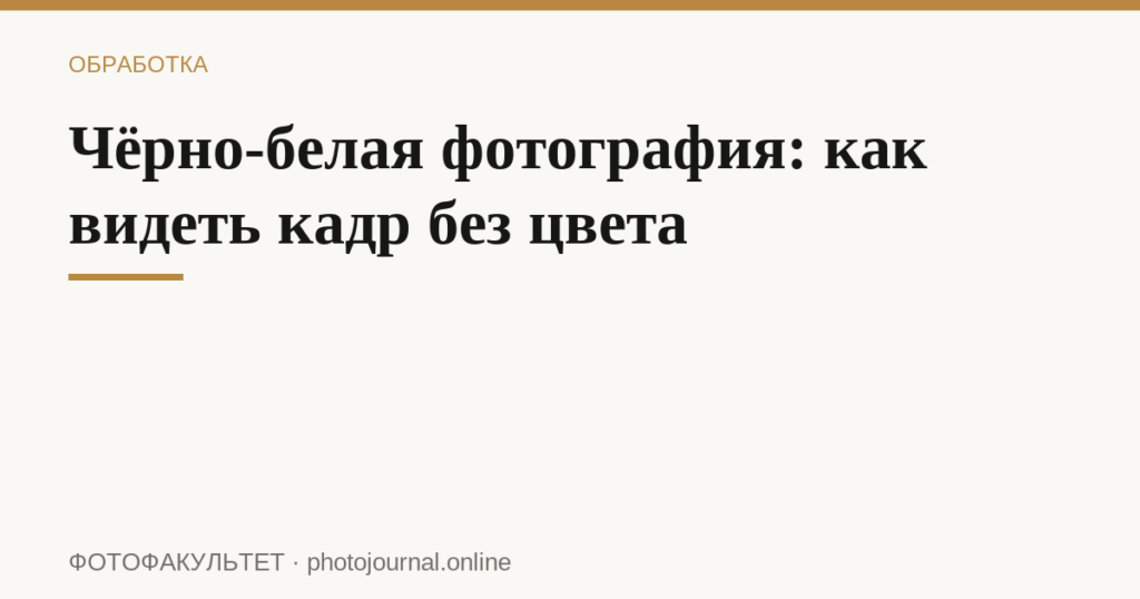 Чёрно-белая фотография: как видеть кадр без цвета