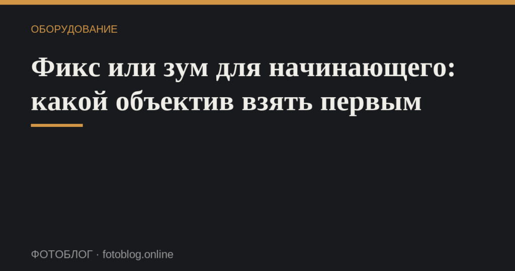 Фикс или зум для начинающего: какой объектив взять первым