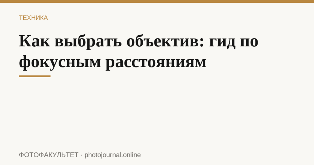 Как выбрать объектив: гид по фокусным расстояниям