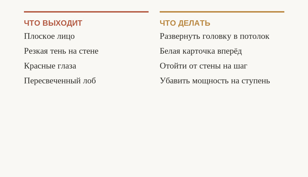 Вспышка в лоб