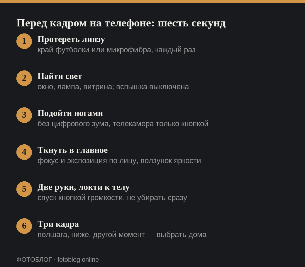 Шесть шагов, которые исправляют частые ошибки при съёмке на телефон