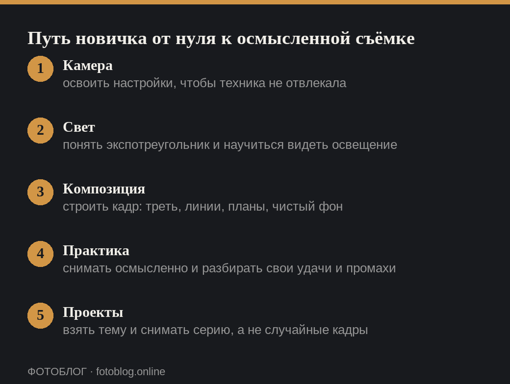 Пять шагов обучения фотографии с нуля для начинающего