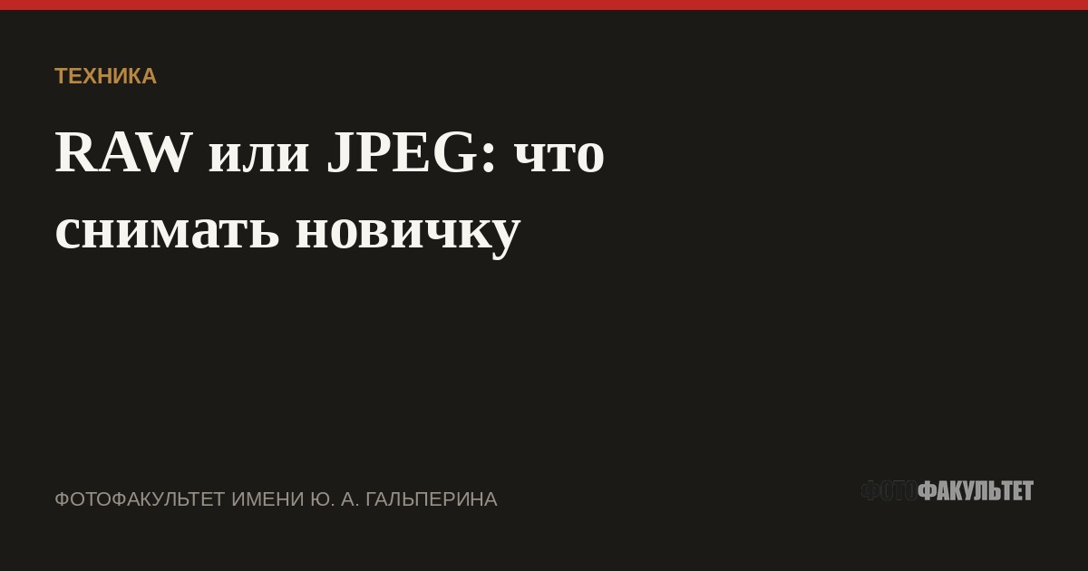 RAW или JPEG: что снимать новичку